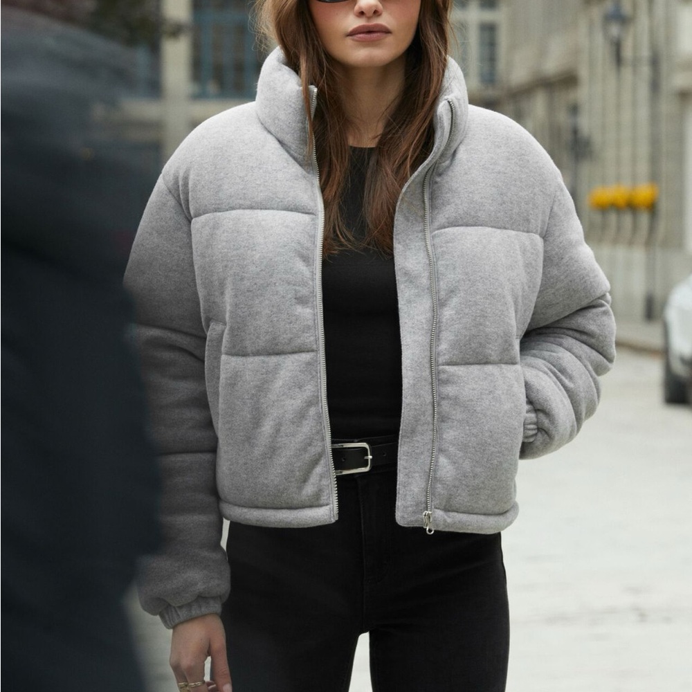 Quilted Brushed Knit Puffer Jacket